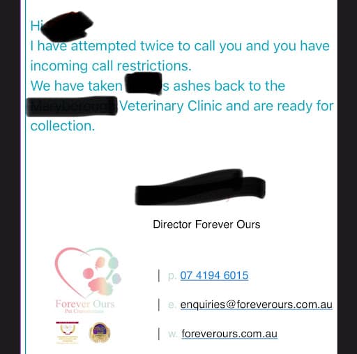 Forever Ours Pet Crematorium — Customer photo